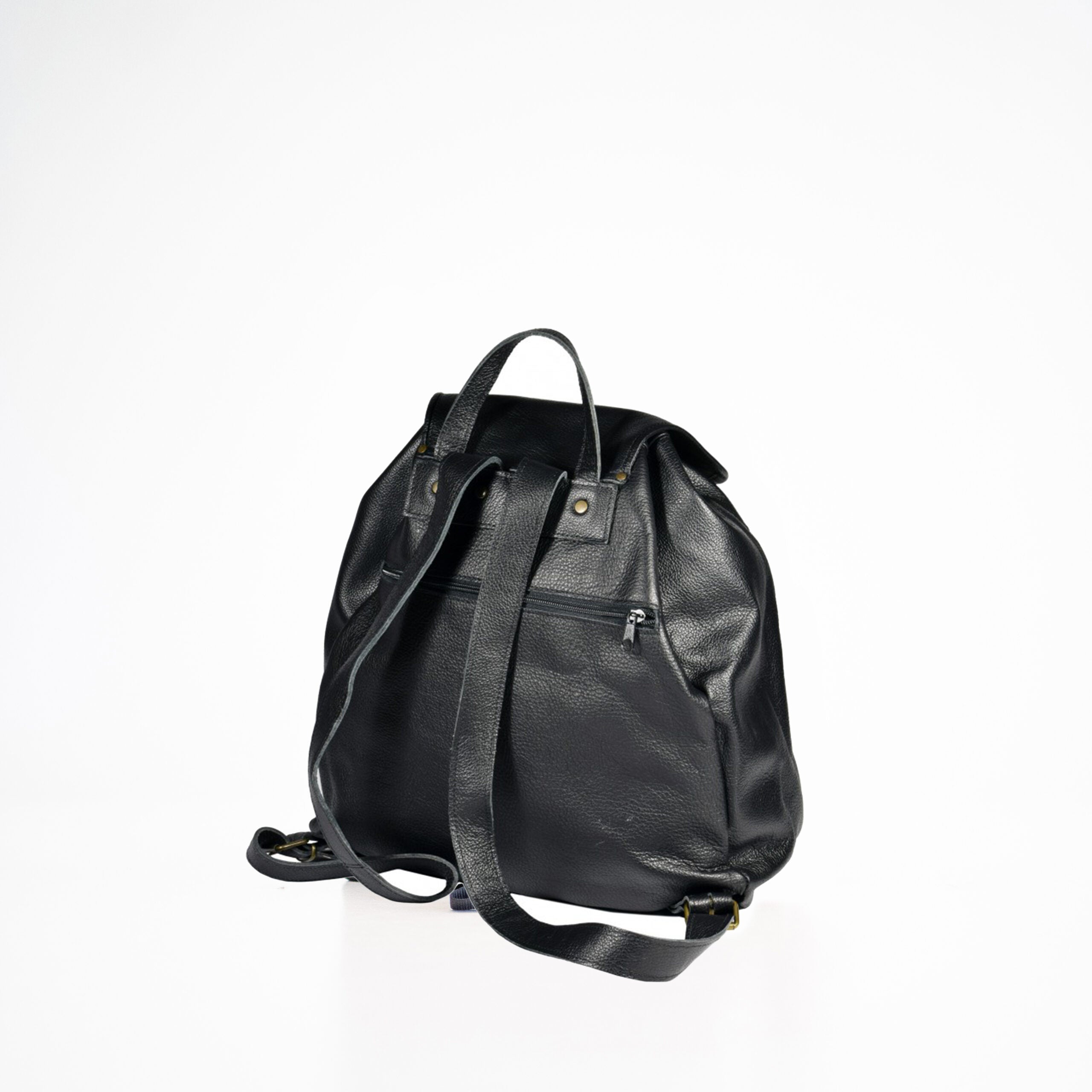 Handmade Leather Backpack 95-38 - Black